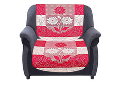 Kuber Industries Floral 6 Piece Cotton 5 Seater Sofa Cover Set - Pink