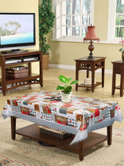 Heart Home 40"x60" Heart Design PVC Waterproof, Antislip & Wipe Clean Center Table Cover for 4 Seater (White & Red)-HS43HEARTH25566
