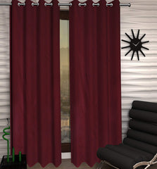 Kuber Industries 4 Pieces Polyester Eyelet Door Curtain 7 Feet (Maroon)-Ctktc14289