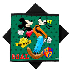 Heart Home Disney Mickey & Goofy Print Durable & Collapsible Square Storage Box|Clothes Organizer With Handle,Pack of 4 (Black)