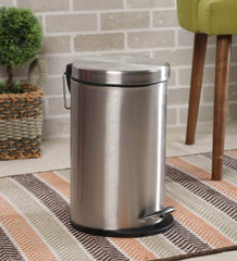 Kuber Industries Stainless Steel Plain Pedal Dustbin with Inner Bucket, 5 LTR (Silver)-KUBMART10367