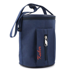Kuber Industries Canvas Lunch Bag|Waterproof Material & 3 Comparment Space|Adjustable Straps & Zipper Closure|Size 24 X 18 X 16 Cm (Blue), 1 liter