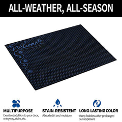 Heart Home Door Mat | Rubber Mud Trapper Mat | Welcome Mat | Floor mat | Door Mat for Home Entrance | Bathroom Mat | Entry Way Doormat | Pack of 2 | Black & Blue