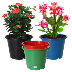 Heart Home Durable Plastic Flower Pot|Gamla for Indoor Home Decor & Outdoor Balcony,Garden,6"x5",Pack of 4 (Multicolor)