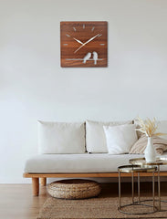 Kuber Industries Designer Square Shaped Wooden Wall Clock (Brown)-HS43KUBMART26736
