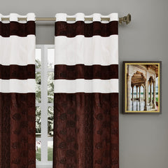 Kuber Industries Forest Printed Home Décor Door Curtain with 8 Eyelet, 7 ft- Pack of 2 (Brown & Cream)-Hs43Kubmart25608(Polyester_Multicolour)