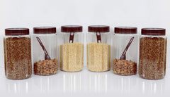 Kuber Industries Opal Plastic Airtight Pet Jar Container Set (Set of 6,1500 ml, Brown)-KUBMARTK11016