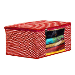 Kuber Industries Polka Dots 2 Pieces Cotton 3 Layered Quilted Saree Cover (Blue & Red) - CTKTC031118