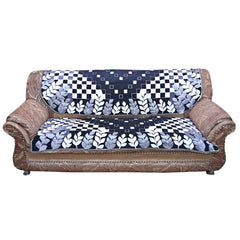Kuber Industries Leaf Print 6 Piece Velvet 5 Seater Sofa Cover Use Both Side, Living Room, Drawing Room, Bedroom, Guest Room - Black-KUBMART011150