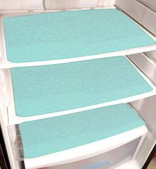 Kuber Industries 3 Piece Self Lining Design PVC Fridge Mat Set - 18"x12", Green