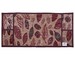 Heart Home Leaf Printed PVC Decorative Microwave Oven Top Cover with 4 Utility Pockets (Maroon)