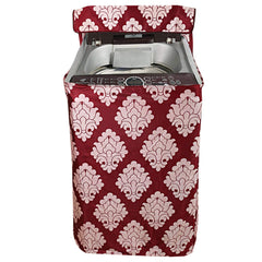 Kuber Industries Floral Design Cotton Top Load Fully Automatic Washing Machine Cover - Maroon, Standard (CTKTC01096)