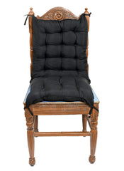 Kuber Industries 18 * 48 Inch Microfiber Non Slip Rocking Chair Back and Seat Cushion with Ties (Black), Standard (HS_37_KUBMART020785)