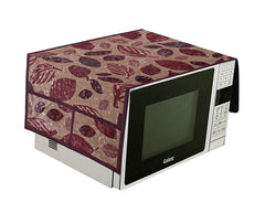 Kuber Industries Leaf Design PVC Microwave Oven Top Cover 23 Liter with Utility 4 Pockets (Gold) - CTKTC40713