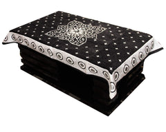 Kuber Industries Flower Design Cotton 4 Seater Center Table Cover (Black)-CTKTC024266