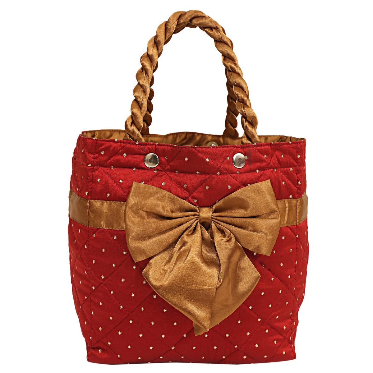 Kuber Industries Bow Design Satin Women's Handbag, Maroon