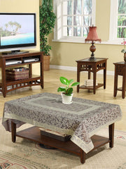 Heart Home Floral Printed Cotton 4 Seater Center Table Cover,40"x60" (Cream & Maroon)-44HH053