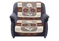 Kuber Industries Flower Cotton 6 Piece 5 Seater Sofa Cover Set (Brown)-CTKTC28704