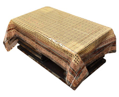 Kuber Industries PVC Flower Design 4 Seater Center Table Cover (Brown)
