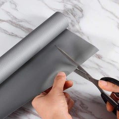 Kuber Industries 3 Pieces Multipurpose Textured Super Strong Anti-Anti Skid Mats and Liners for Drawer, Refrigerator, Cupboard, Shelf,- Size 45X125cm (1.25 Meter Roll, Grey)