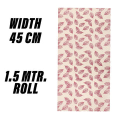 Heart Home Shelf Liner | EVA Kitchen Cabinet Shelf Mat | Anti-Slip Bathroom Mat | Fridge Mat | Table Mat | Pink Leaf Wardrobe Mat | 1.5 Meter | Cream