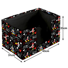 Heart Home Non-Woven Mickey Mouse Print Foldable Shirt Stacker/Wardrobe Organizer For Shirts, Sarees, Lehengas With Handle Pack of 2 (Black) 54HH4184.