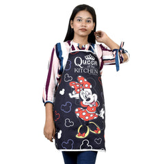 Kuber Industries Disney Minnie Print Silk Kitchen Apron (Black)-KUBMART010100