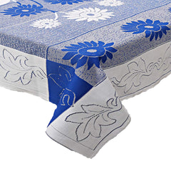 Kuber Industries Flower Printed Cotton 4 Seater Center Table Cover,40"x60" (Blue)-44KM085