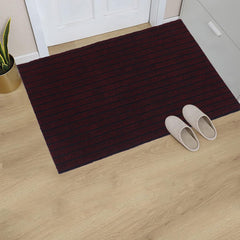 Kuber Industries Microfiber Striped Solid Anti-Slip Large Door Mat|Bath mat for Home,Living Room Entrance,24"x 36",(Maroon)