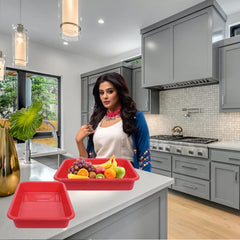 Kuber Industries Storage Tray|Versatile Plastic Storage Organizer|Rectangular Tray for Kitchen Storage|Storage Tray for office|Exel Tray 555|Pack of 3 (Multicolor)