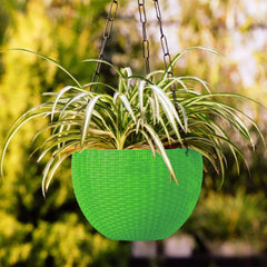 Kuber Industries Plastic Hanging Flower Pot for Balcony & Railing Set of 6 (Green) 53KM3820