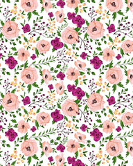 Kuber Industries Floral Design Glace Cotton 144 TC King Size Double Bedsheet with 2 Pillow Covers (Pink, F_26_Kubmart016956)