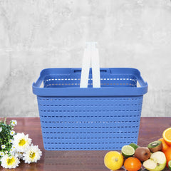 Kuber Industries Basket | Plastic Storage Basket for Fruits | Storage Basket for Picnic | Storage Basket for Kitchen | Stationery Storage Basket | FLORA-333 | Pack of 2 | Blue