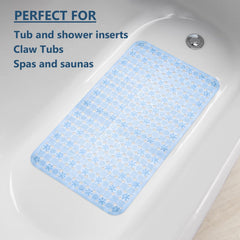 Heart Home Bath Mat | PVC Bathroom Mat | Shower Bath Mat | Transparent Round Check Floor Tub Mat | Foot Massager Mat | Anti-Skid Floor Mat | Shower Mat | Blue