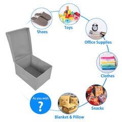 Heart Home Non-Woven Mickey Mouse Print Flodable Storage Box/Wardrobe Organizer With Lid For Home Decor, Pack of 2 (Grey) 54HH4235.