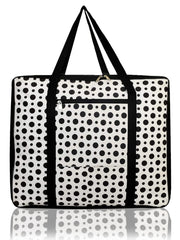 Kuber Industries Dot Printed Large Size Moisture Proof Wardrobe Organizer Storage Bag For Clothes With Zipper Closure and Handle (Black & White)-HS43KUBMART26705