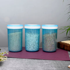 Kuber Industries Containers Set for Kitchen|BPA-Free Plastic 1500 ML Storage Containers Set with Spoon for Kitchen|Pack of 12 (Sky Blue)