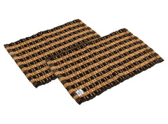Heart Home Strips Design Multiuses Washable Cotton Door Mat, Bathmat, 23"x14" Pack of 2 (Brown)-50HH01113