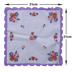 Kuber Industries Handkerchiefs|Multicolored Floral Print Cutwork Soft Cotton Hankies for Woman,Girls & Wicking Sweat from Hands,Face,Set of 12 (Multicolor)
