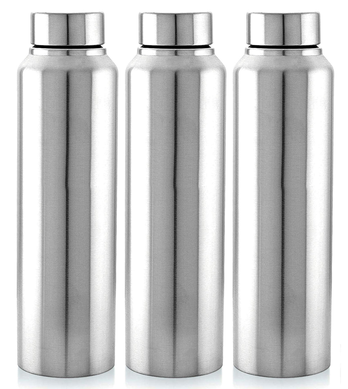 Kuber Industries Eagle Stainless Steel 3 Pieces Fridge Water Bottle/Refrigerator Bottle/Thunder, 1000 ML (Silver)-CTKTC043555