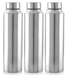 Kuber Industries Eagle Stainless Steel 3 Pieces Fridge Water Bottle/Refrigerator Bottle/Thunder, 1000 ML (Silver)-CTKTC043555