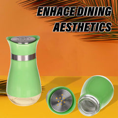 Heart Home Salt Shaker Box | Stainless Steel Pepper Shaker Box | Chilli Flakes Seasoning Sprinkler Box | Namak Daani | Dining Table Masala Box Dabbi | Pack of 3 | Green