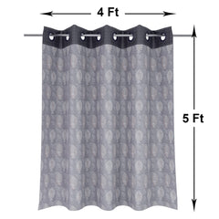 Heart Home Faux Silk Decorative 5 Feet Window Curtain | Damask Print Darkening Blackout | Drapes Curtain with 8 Eyelet for Home & Office (Gray)