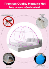 Kuber Industries Mosquito Net for Double Bed|Easily Foldable Machardani|Nylon Strong Net|King Queen Size & Corrosion Resistant|Size 200 x 200 x 145 CM (Blue)