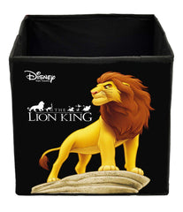 Kuber Industries Disney Mickey Lion King Print Non Woven Fabric Foldable Large Size Square Cloth Storage Box Organizer Cube with Handle (Black & Maroon, KUBMART10802) - 2 Pieces