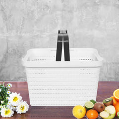 Kuber Industries Basket | Plastic Fruits Storage Basket | Picnic Storage Basket | Kitchen Storage Basket | Stationery Storage Basket | FLORA-333 | Pack of 2 | White & Gray