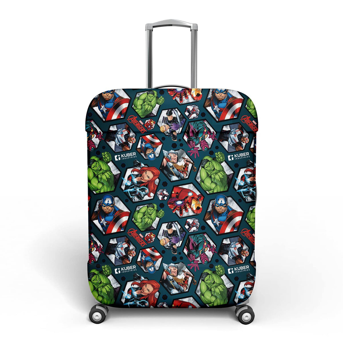 Heart Home Marvel Avengers Luggage Cover | Polyester Travel Suitcase Cover | Washable | Stretchable Suitcase Protector | 26-30 Inch | Large | Blue