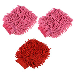 Heart Home Gloves | Microfiber Cleaning Gloves | Chenille Mitts for Kitchen | 50 GSM Hand Duster for Kitchen | Hand Gloves For Car | Duster for Glass | Pack of 3 | Multi