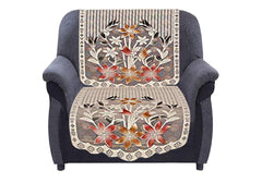 Kuber Industries Flower Cotton 6 Piece 5 Seater Sofa Cover Set (Standard, Brown) - CTKTC028710