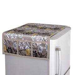 Kuber Industries PVC 3 Pieces Fridge Mats, 1 Piece Handle Cover and 1 Piece Fridge Top Cover (Gold)-CTKTC14600